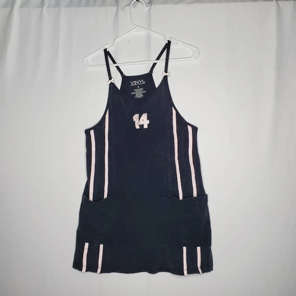 Vinyl Threads Dress L Racing Stripe Retro Y2K Whimsigoth Grunge Punk‎ Acid Wash